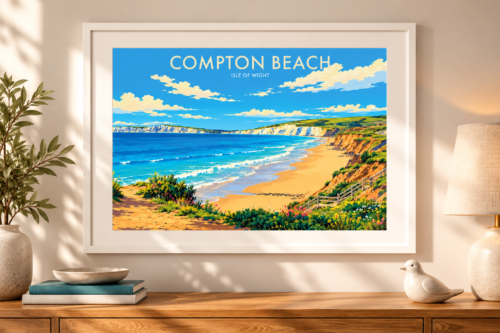 compton beach isle of wight art print in frame