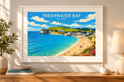 freshwater bay Isle of Wight art print in frame